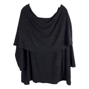 Jaclyn Smith Plus Size 3X Sweater Off Shoulder Gray Sequins Knit Long Sleeve 342